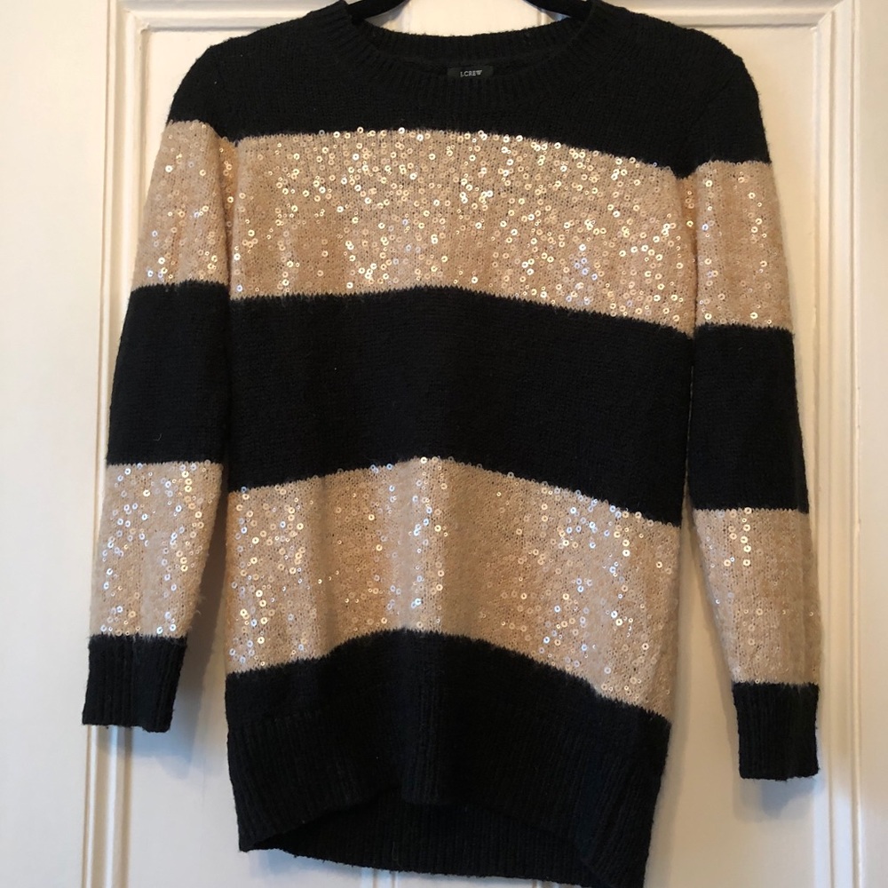 Jcrew sequin striped sweater